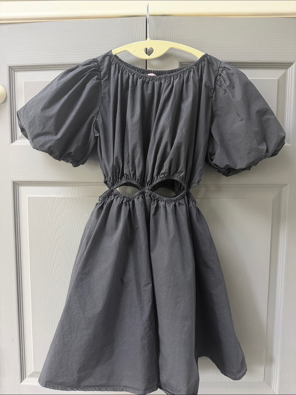 Puff Sleeve Cutout Mini Dress in Black